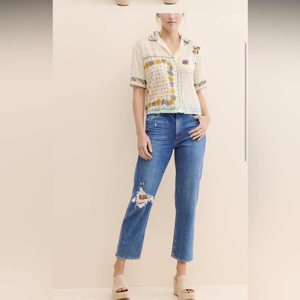 Paige Noella Distressed Denim Crop